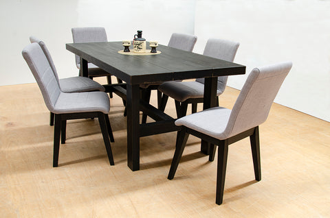 Black Pearl  7pc 1.8m Dining table set